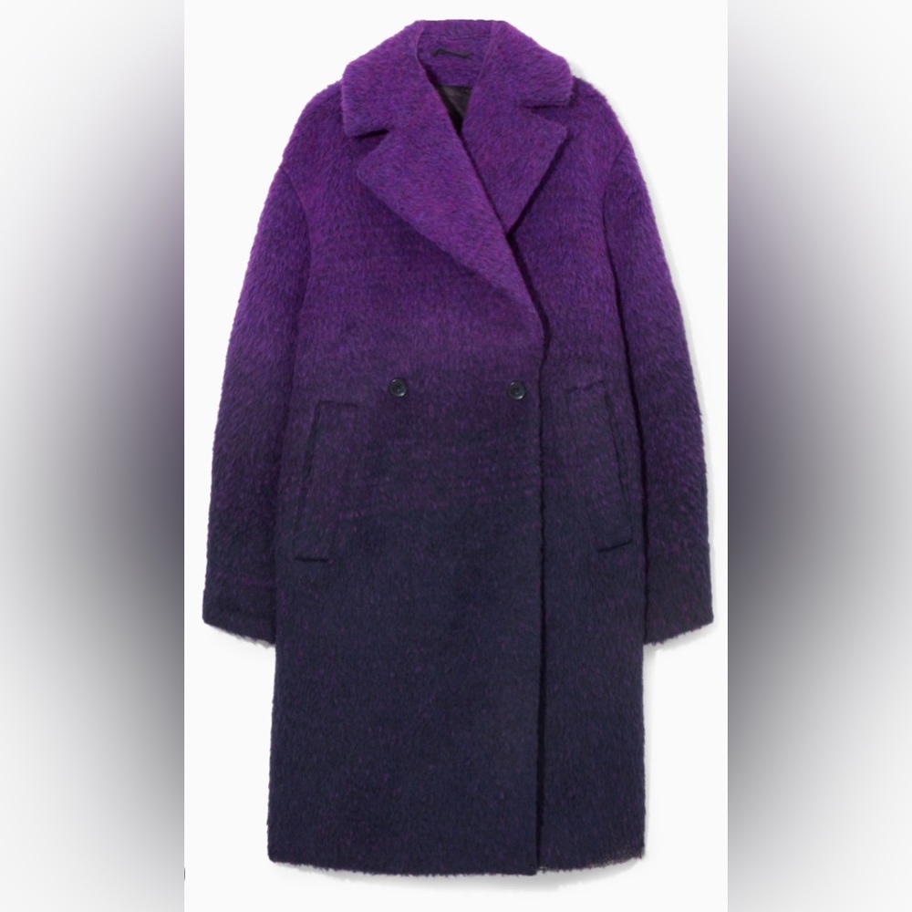 NWOT COS Double-Breasted Ombré Alpaca Wool Blend Fuzzy Coat Size Medium